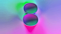 Number 8 with dramatic lighting in pinks, purples, blues and greens