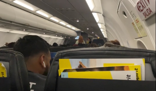 Interior view of Spirit Airlines cabin