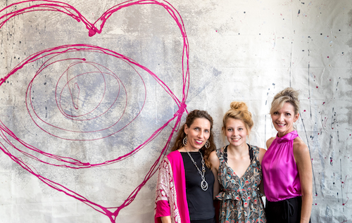 Alexandra Reilly, Moriyah Ramberg, Martha Bartlett Piland with hand painted mural